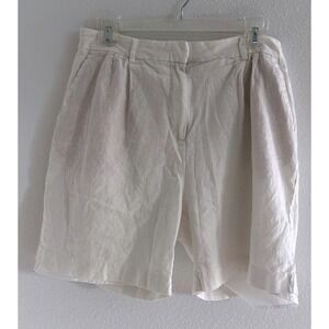 Rachel Zoe Shorts Womens 10 White Linen Trouser Classic Preppy Old Money Coastal